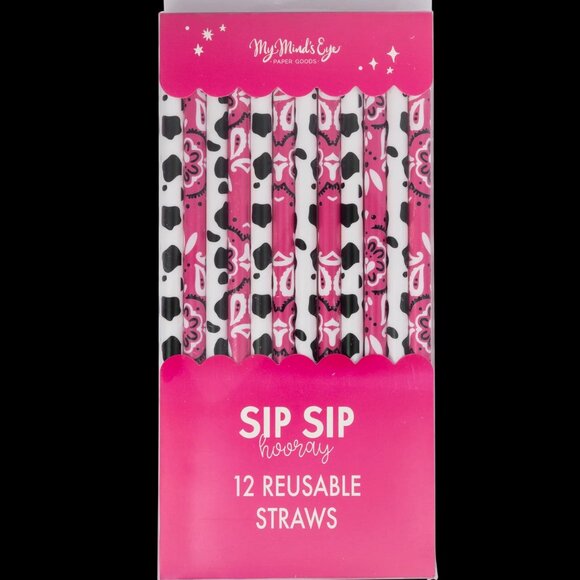 NWT - Cowgirl Reusable Straws - 12 Reusable Plastic Straws - Picture 1 of 2